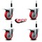Service Caster 4'' Red Poly Swivel 7/8'' Expanding Stem Caster Set Total Lock Brake, 4PK SCC-EXTTL20S414-PPUB-RED-78-4 - alternate 3